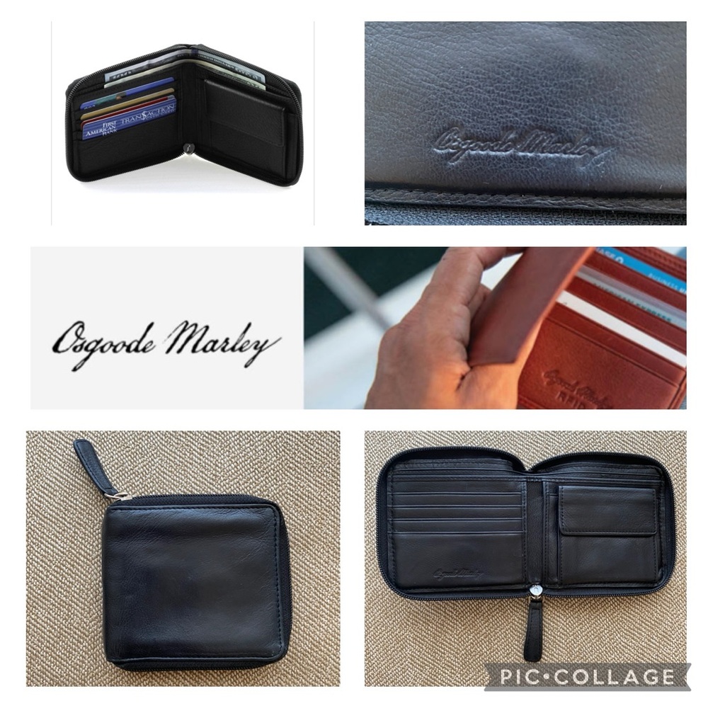 Osgoode Marley Zippered Bifold Wallet. Black Cashmere Leather. EUC.